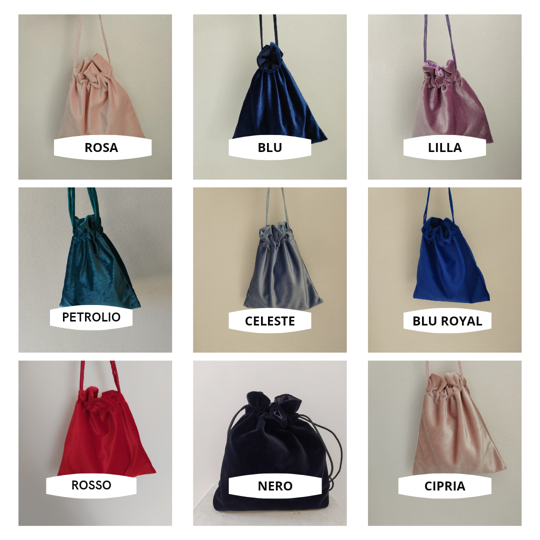 Borsa a Sacchetto in Velluto con applicazioni