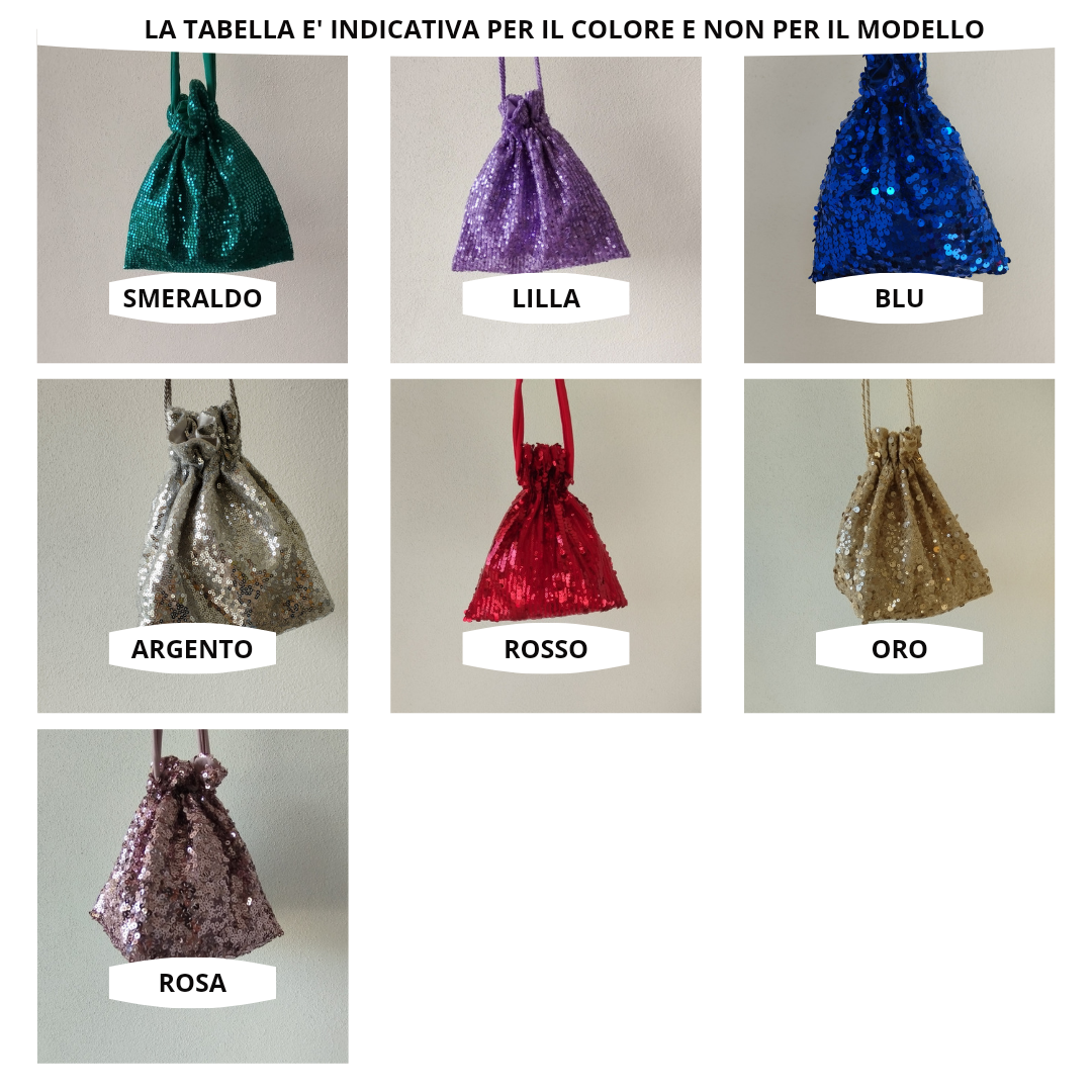 Borsa a sacchetto in paillettes
