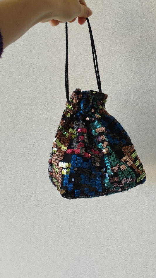 Pochette à paillettes multicolores