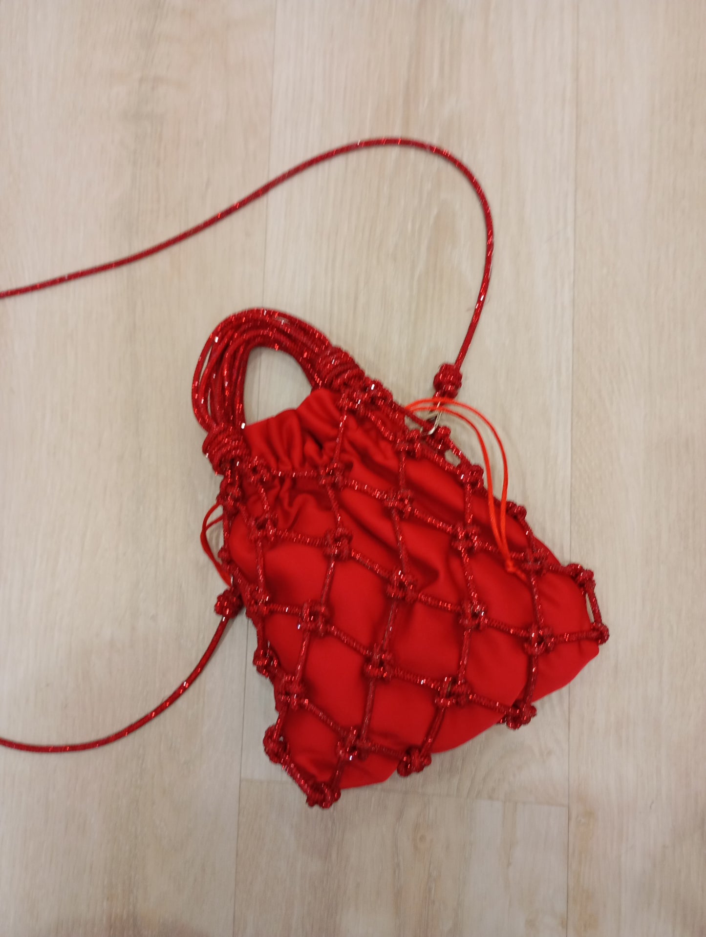 Sac filet cristal doré