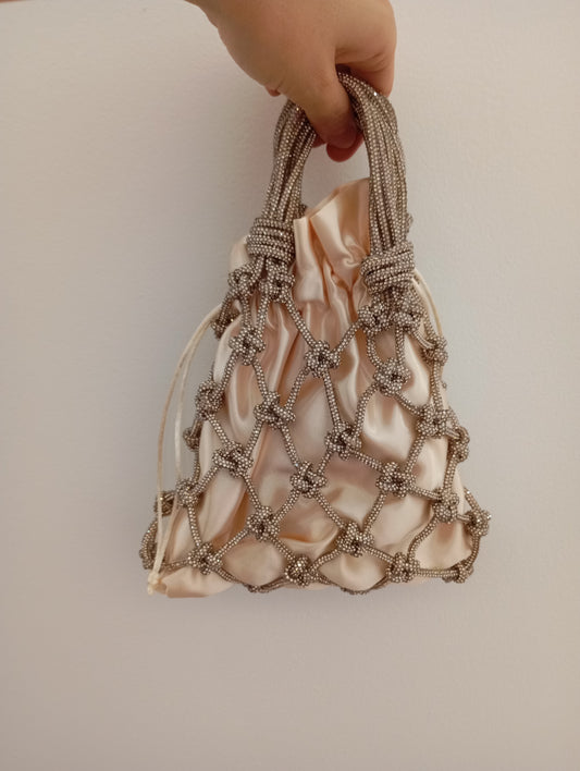 Sac filet cristal doré