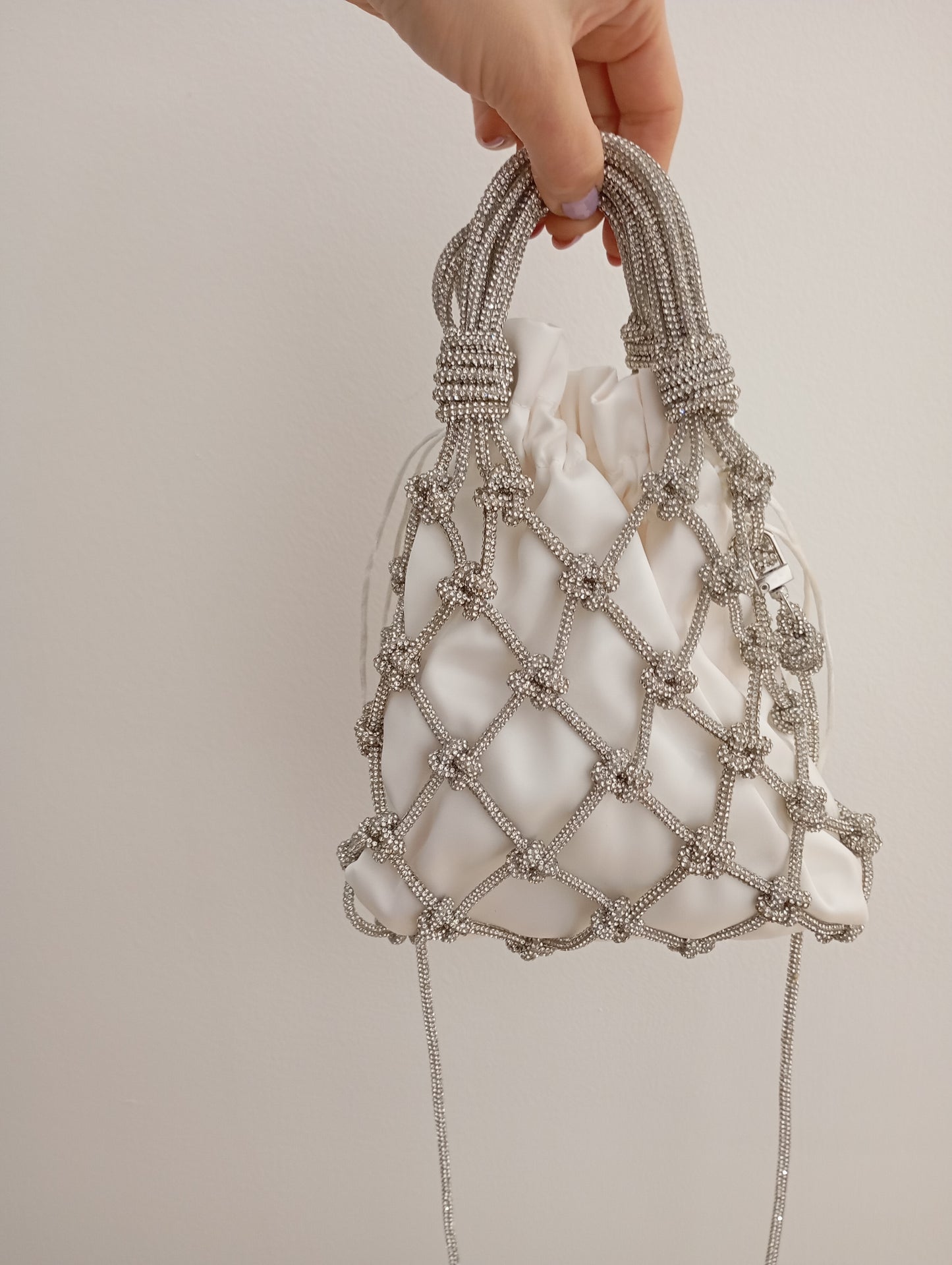 Net Bag Crystal Argento