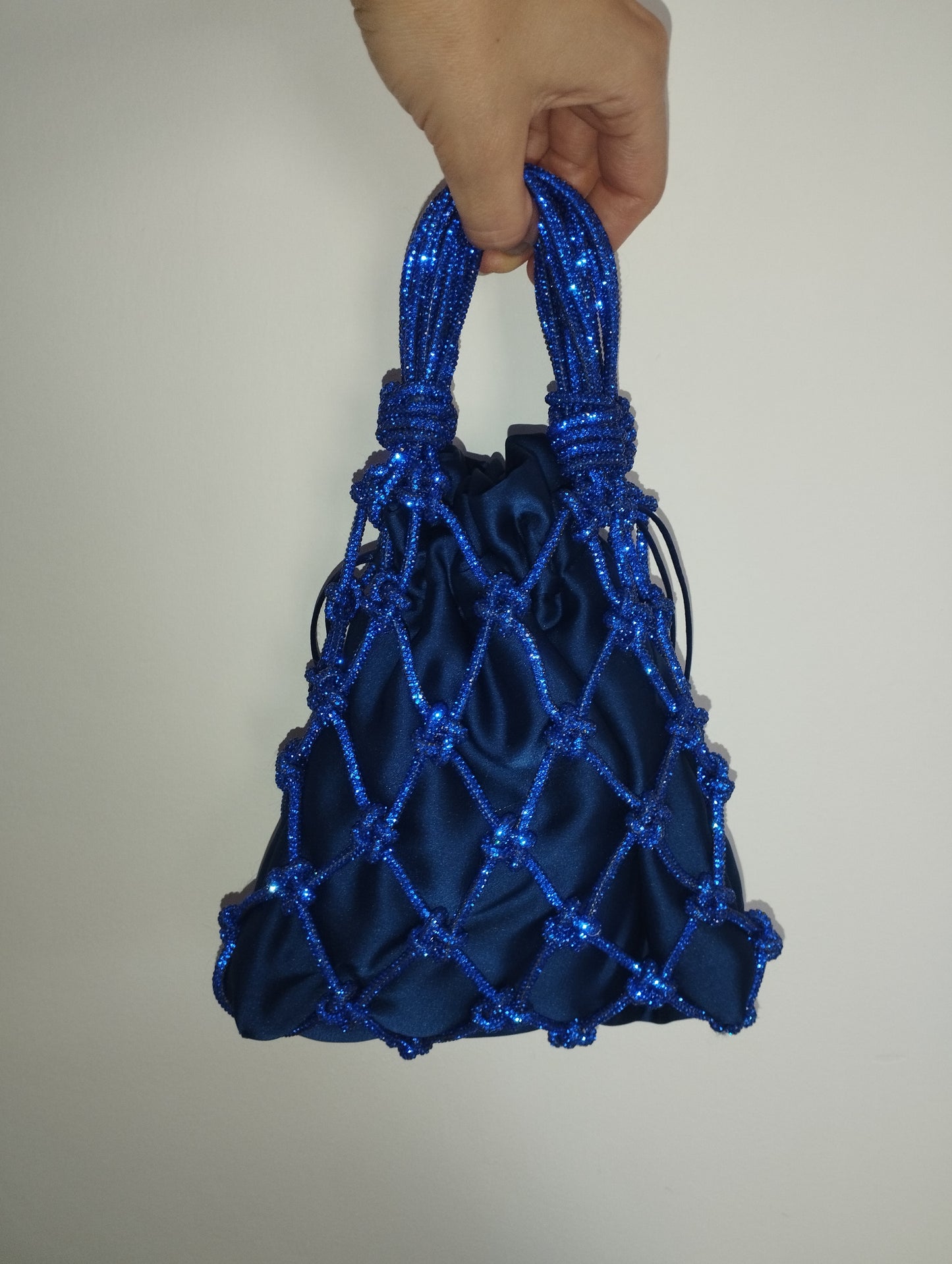 Sac filet cristal argent