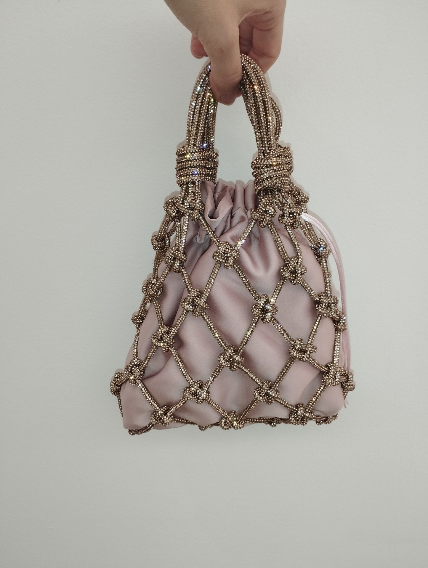 Sac filet cristal doré