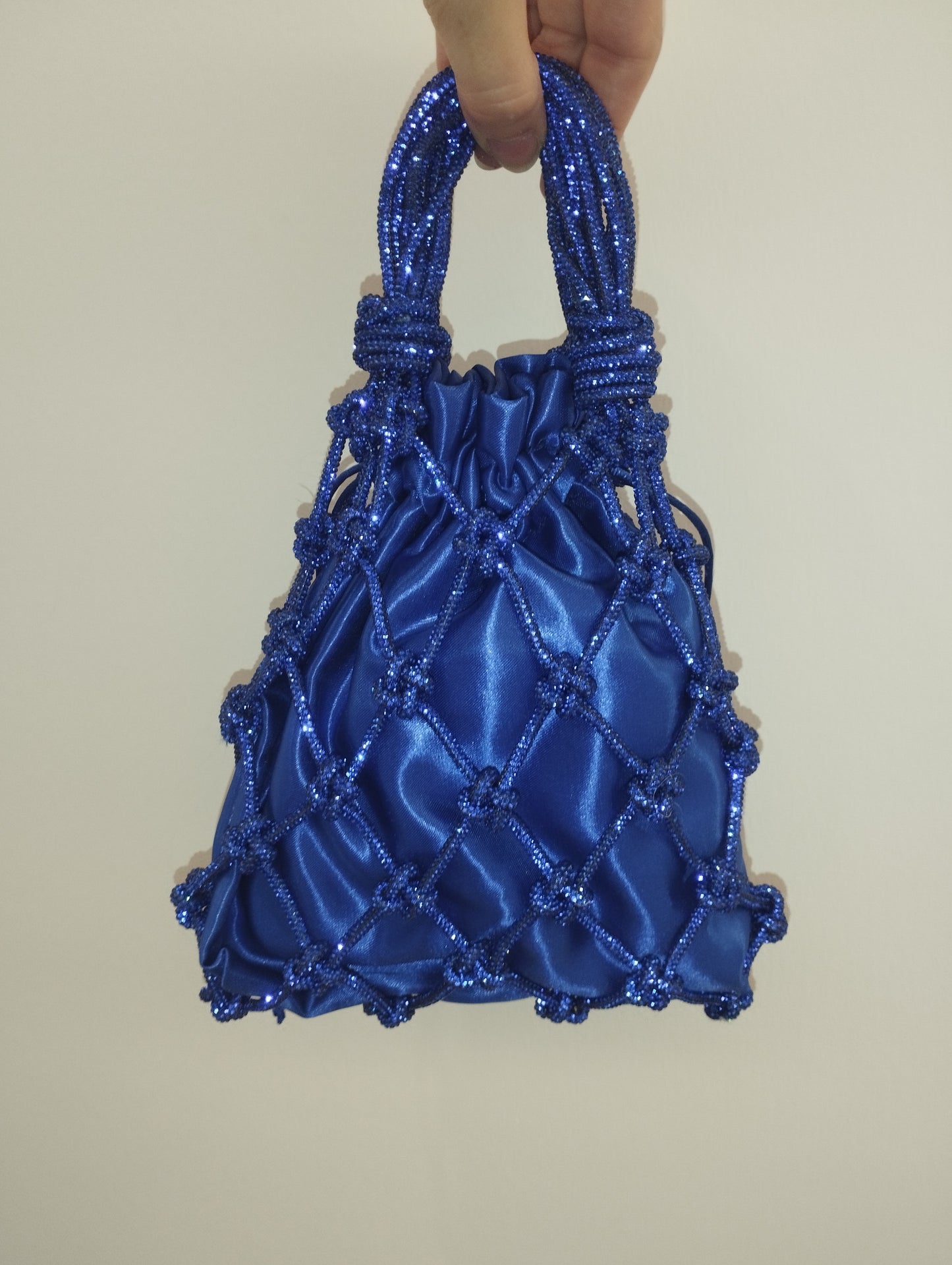 Sac filet cristal argent