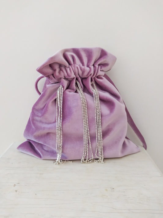 Pochette en velours avec diamants