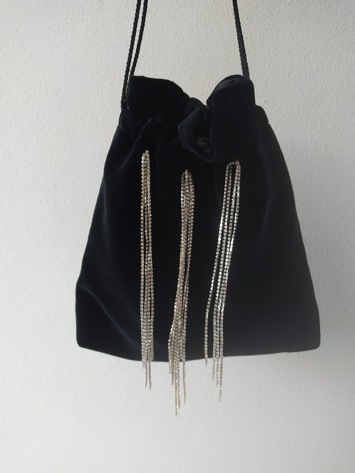 Borsa a Sacchetto in Velluto con diamantini