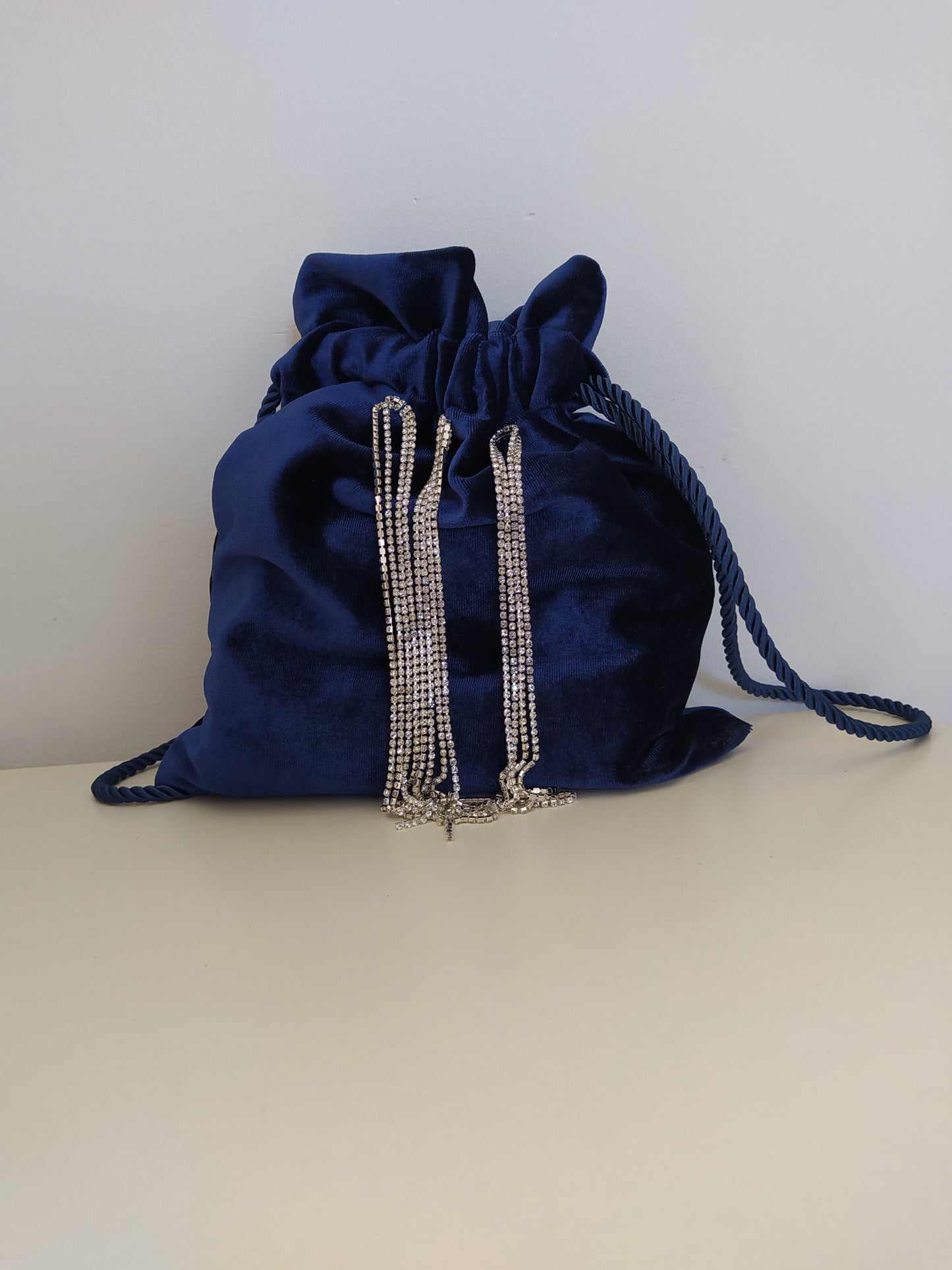 Borsa a Sacchetto in Velluto con diamantini