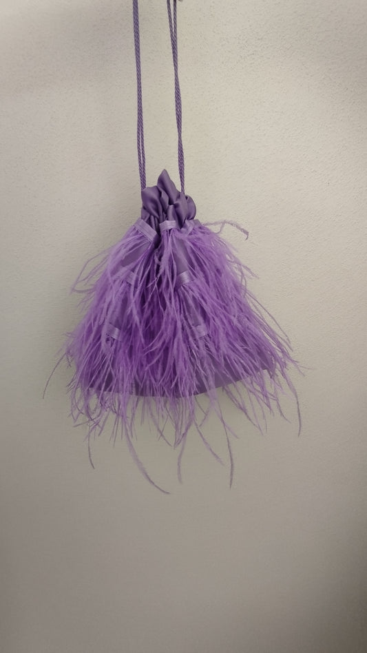 "Cloud" Satchel Bag with Feathers