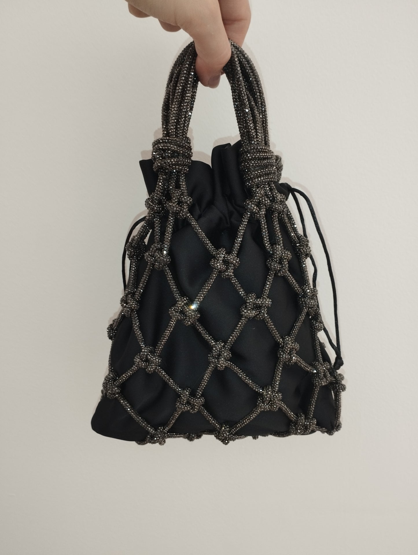 Sac filet cristal argent