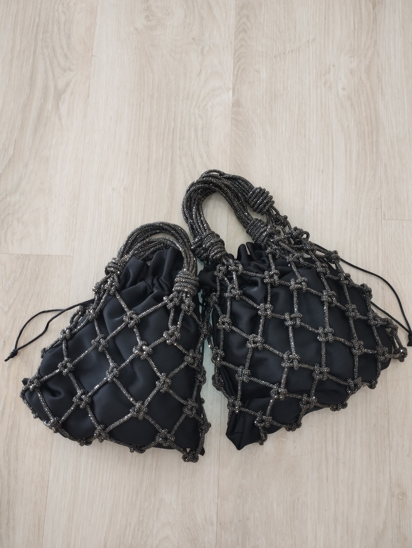 Sac filet cristal argent