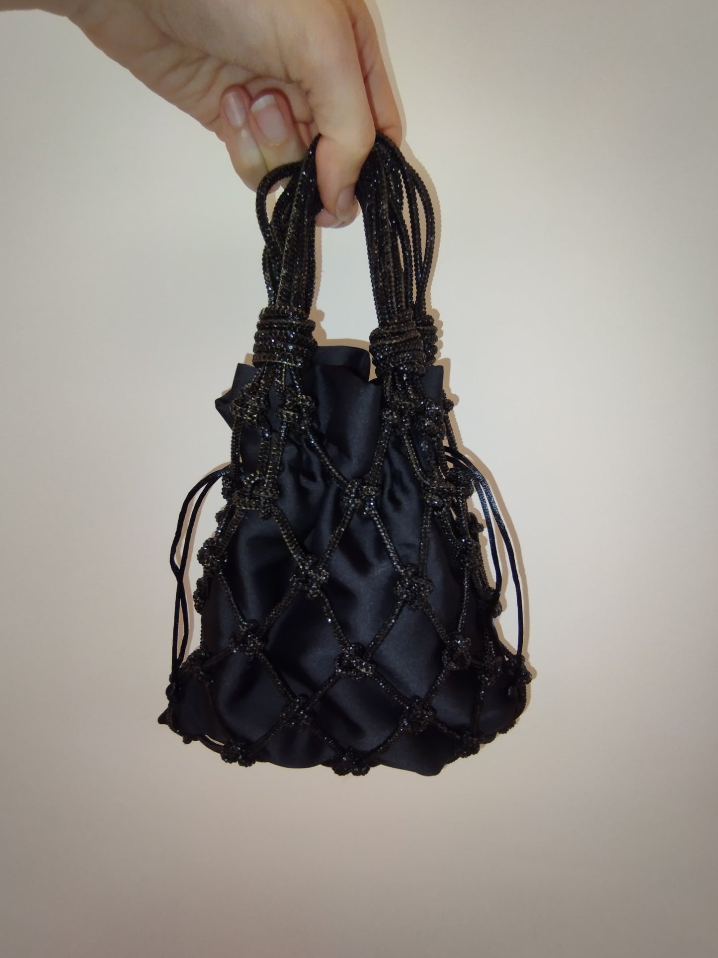 Sac filet cristal argent