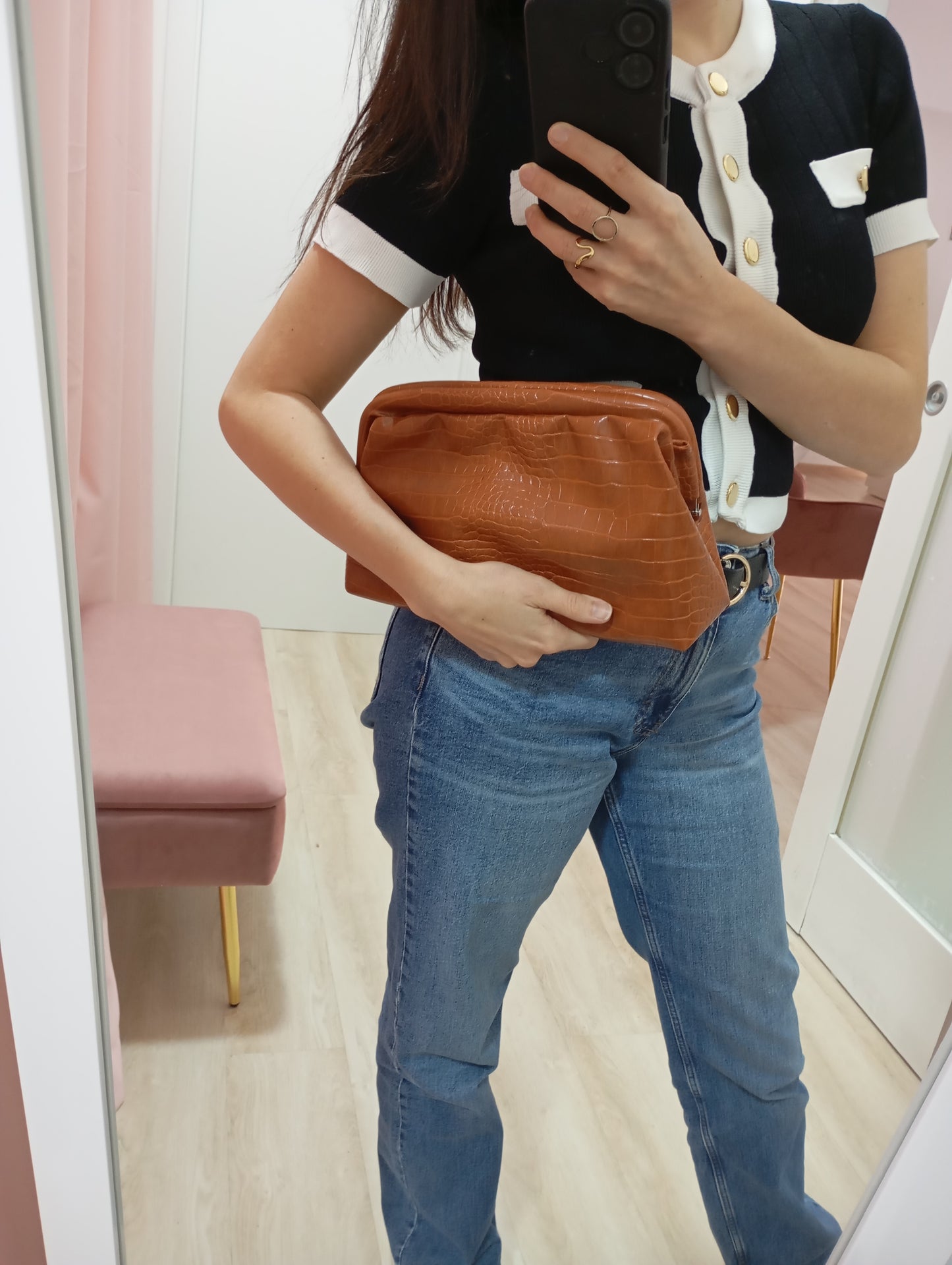 Clutch in ecopelle cocco