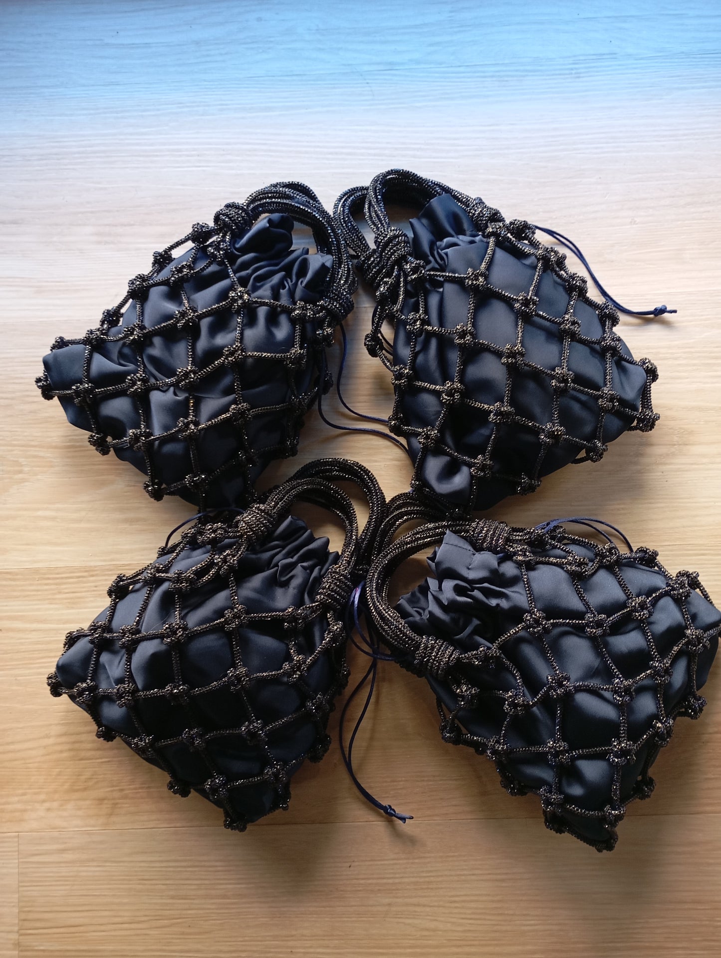 Sac filet cristal argent