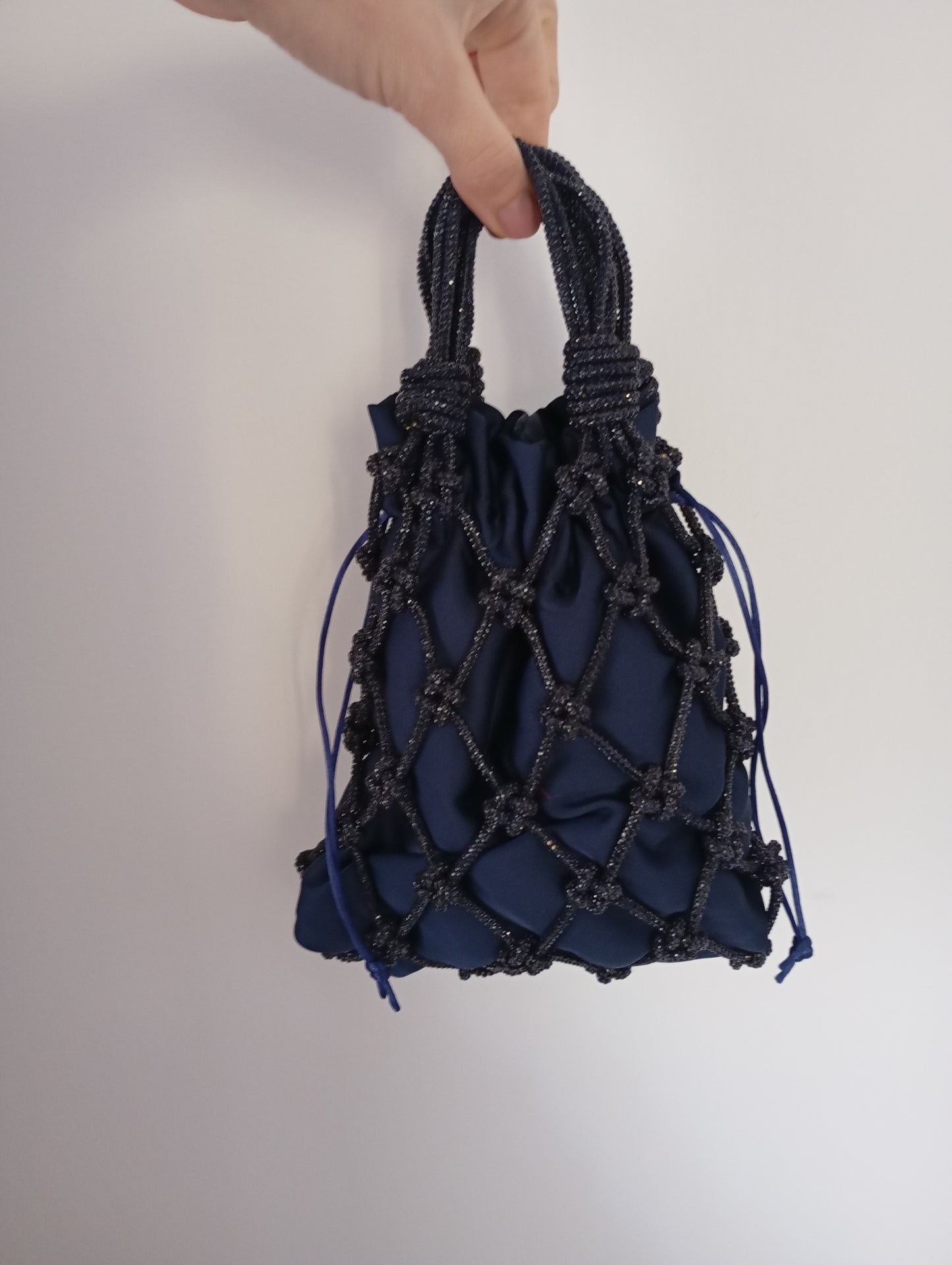 Sac filet cristal argent