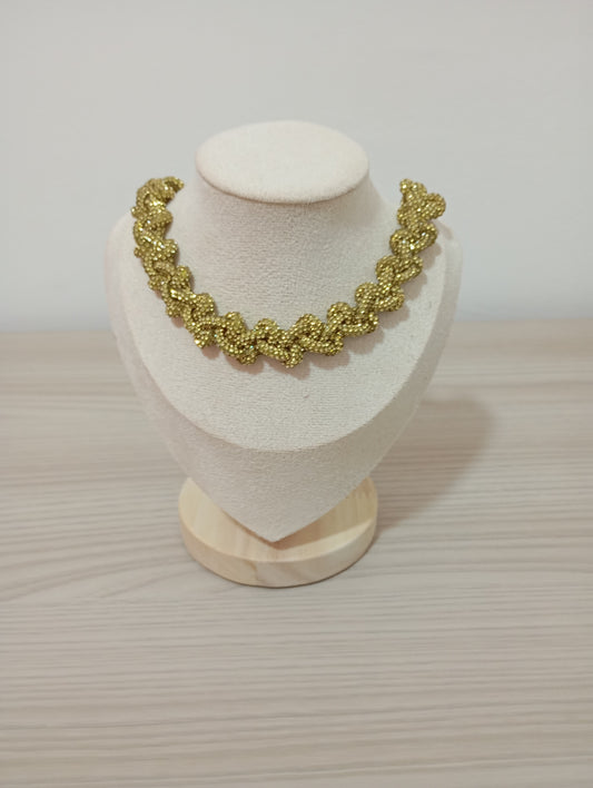 Collana Choker intrecciato con filato strass