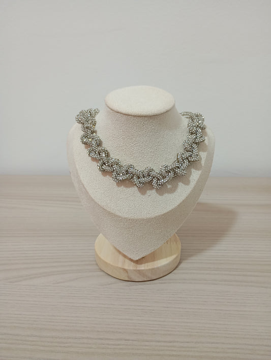 Collana Choker intrecciato con filato strass