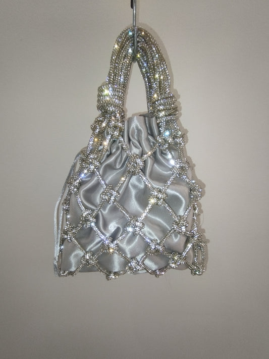Net Bag Crystal Argento