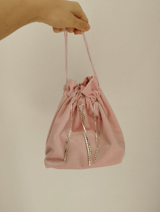 Borsa a Sacchetto in Velluto con base e diamantini